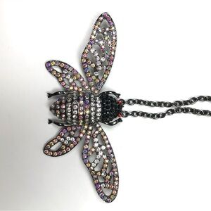 Betsey Johnson Sparkling Fly Pendant Necklace